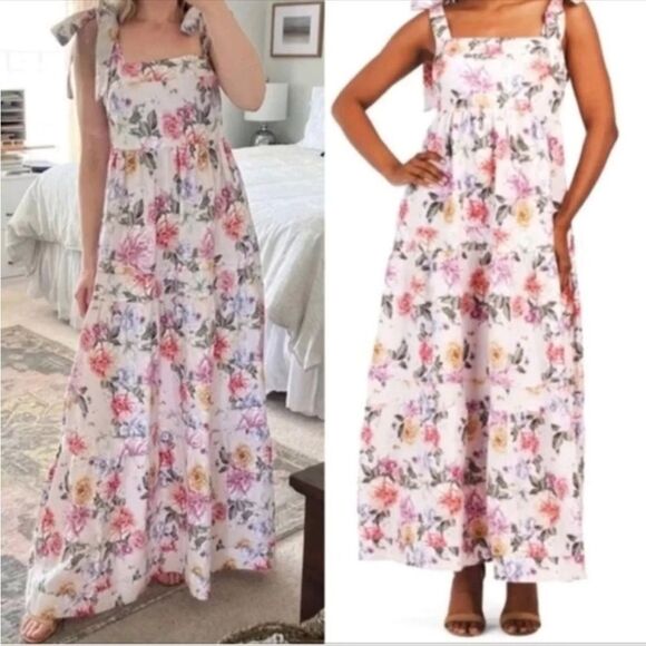 House of Harlow 1960 Floral Maxi Dress in Pink and White - Picture 2 of 10